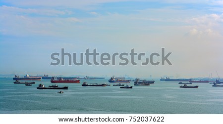 Congested traffic in the narrow passageway in the Straits of Malacca and Singapore, the world's busiest shipping lane.