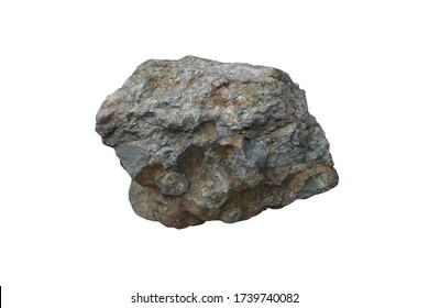 Conglomerate stone isolated on white background. There is noise and grain caused by the texture of the stone. - Shutterstock ID 1739740082