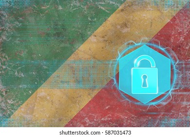 Congo network protected. Electronic security concept.