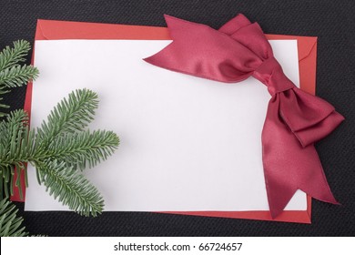 Congratulatory Letter With A Red Envelope And A Scarlet Ribbon.