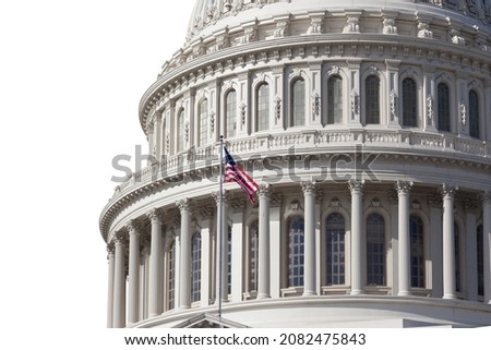 Congress l building is isolated on white. the Capitol Building close up is in Washington DC
