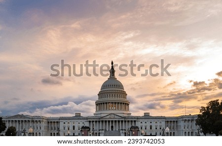Congress in Washington DC. Capitol building. Capitol with sunset in Washington D.C. Capitol Hill street photography.