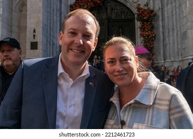 Congressman Lee Zeldin And Alison Esposito March At Annual Columbus Day Parade On Fifth Avenue In Manhattan On October 10, 2022