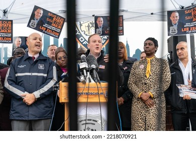 Congressman Lee Zeldin Thanks NYC Correction Officers' Benevolent Association For Endorsement For Governor At Rikers Island Sign On October 24, 2022