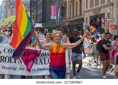 Congresswoman Carolyn B. Maloney Participates In The New York City Pride Parade On June 26, 2022 In New York City.