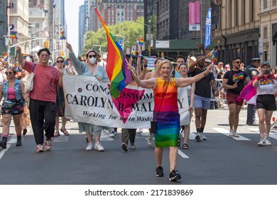 Congresswoman Carolyn B. Maloney Participates In The New York City Pride Parade On June 26, 2022 In New York City.