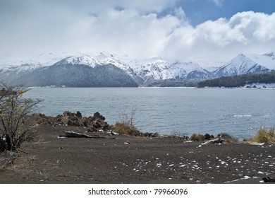 Conguillio Lake, Conguillio National Park, Chile. It Is Located In The Araucania Region Of Chile. The Lake's Surface Area Is 7.5 Km².