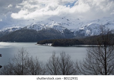 Conguillio Lake, Conguillio National Park, Chile. It Is Located In The Araucania Region Of Chile. The Lake's Surface Area Is 7.5 Km².