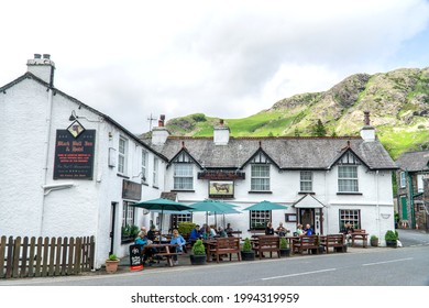 Coniston, UK - 9 June 2021: The Black Bull Hotel And Inn, Coniston, Lake District