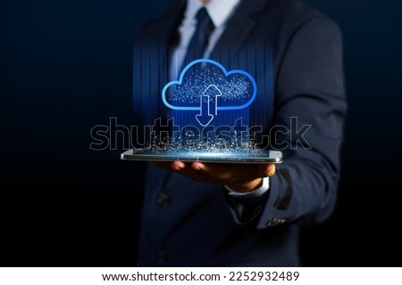 connect devices to cloud, transfer and storage data with cloud computing concept