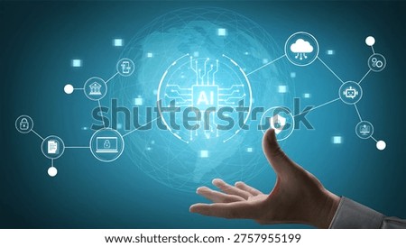Connected AI platform links cloud services, security, finance and mobile workflows, enabling automation, data analytics and governance for modern digital business. Corpus