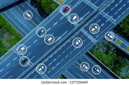 Connected Cars Concept. ITS (Intelligent Transport Systems). Autonomous Car.