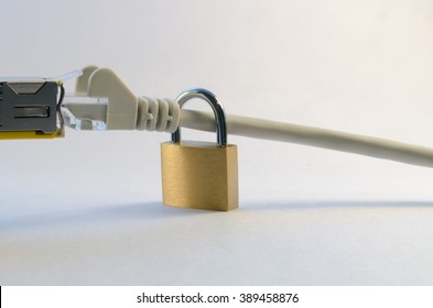 Connected ethernet cable with padlock. Network security.  - Powered by Shutterstock - Get 15% off with code: PIKWIZARD15