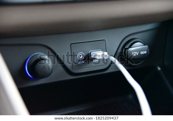 connected USB cable into the USB port on the\
car dashboard