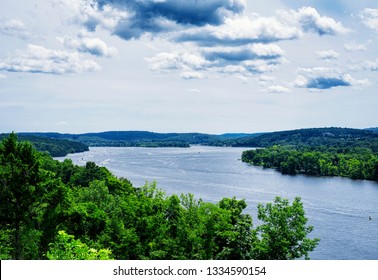The Connecticut River flowing through East Haddam near Gillette Castle State Park in New London County.