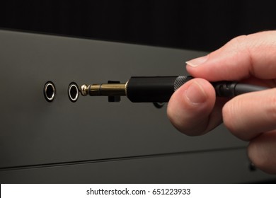 Connecting audio headphone jack. Seen from near