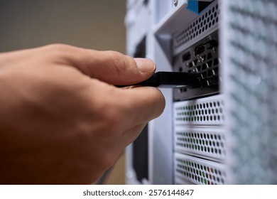 Connecting a Cable to a Computer Server for Proper Functionality and Communication Needs
