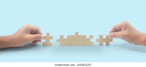 Connecting jigsaw puzzle. Business solutions success and strategy concept
