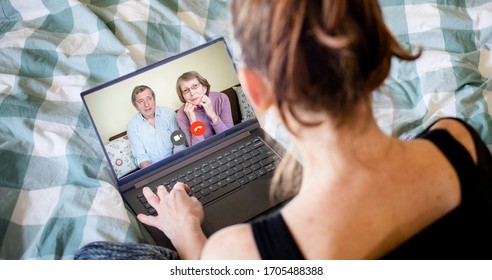 Connecting Online During Coronavirus Pandemic Chatting With Older Family Members