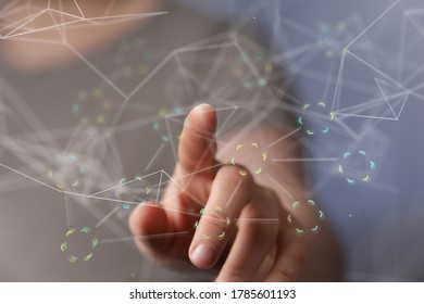 connection binary code interface digital touch