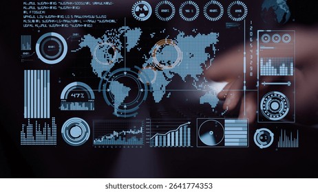 Connection network visualization showing global connection, network communication, digital connection analytic. Connect networks tool support real-time insight and improve connection system. Thunk