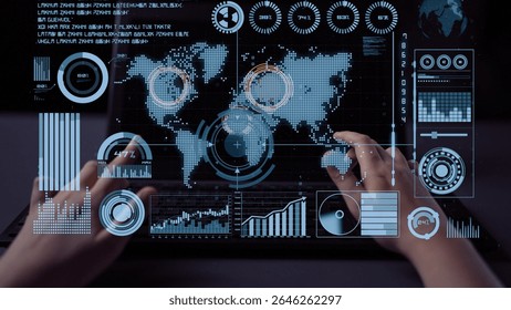 Connection network visualization showing global connection, network communication, digital connection analytic. Connect networks tool support real-time insight and improve connection system. Thunk