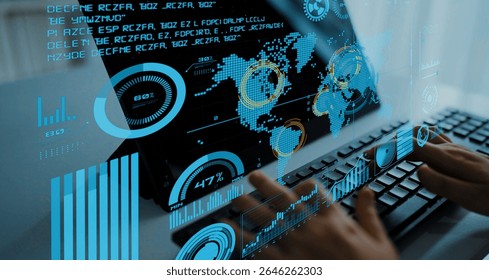 Connection network visualization showing global connection, network communication, digital connection analytic. Connect networks tool support real-time insight and improve connection system. Thunk