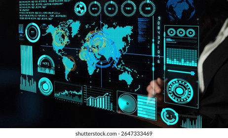 Connection network visualization showing global connection, network communication, digital connection analytic. Connect networks tool support real-time insight and improve connection system. Thunk