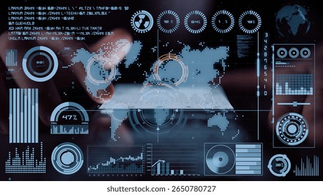 Connection network visualization showing global connection, network communication, digital connection analytic. Connect networks tool support real-time insight and improve connection system. Thunk