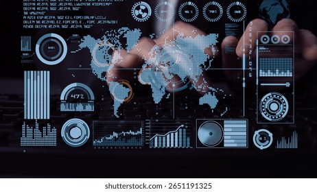 Connection network visualization showing global connection, network communication, digital connection analytic. Connect networks tool support real-time insight and improve connection system. Thunk