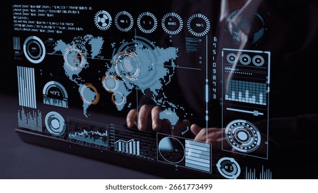 Connection network visualization showing global connection, network communication, digital connection analytic. Connect networks tool support real-time insight and improve connection system. Thunk