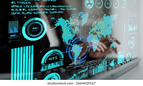 Connection network visualization showing global connection, network communication, digital connection analytic. Connect networks tool support real-time insight and improve connection system. Thunk