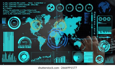 Connection network visualization showing global connection, network communication, digital connection analytic. Connect networks tool support real-time insight and improve connection system. Thunk