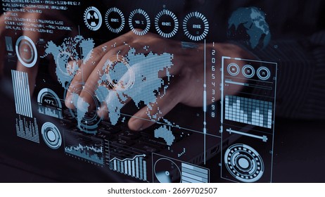 Connection network visualization showing global connection, network communication, digital connection analytic. Connect networks tool support real-time insight and improve connection system. Thunk