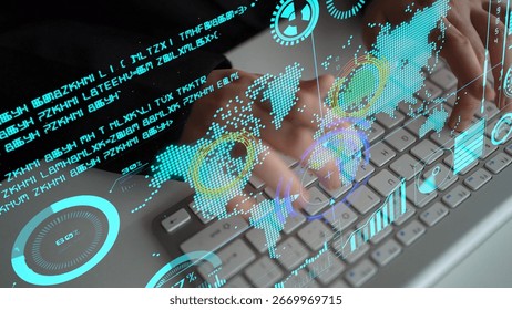Connection network visualization showing global connection, network communication, digital connection analytic. Connect networks tool support real-time insight and improve connection system. Thunk