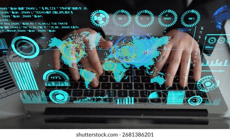 Connection network visualization showing global connection, network communication, digital connection analytic. Connect networks tool support real-time insight and improve connection system. Thunk