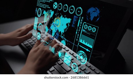 Connection network visualization showing global connection, network communication, digital connection analytic. Connect networks tool support real-time insight and improve connection system. Thunk