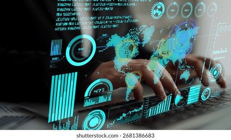 Connection network visualization showing global connection, network communication, digital connection analytic. Connect networks tool support real-time insight and improve connection system. Thunk