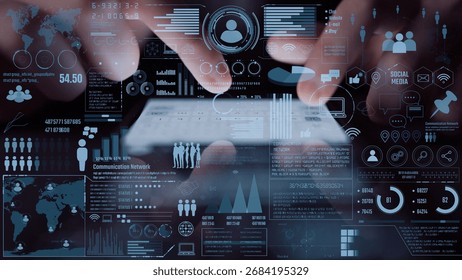 Connection network visualization showing global connection, network communication, digital connection analytic. Connect networks tool support real-time insight and improve connection system. Thunk