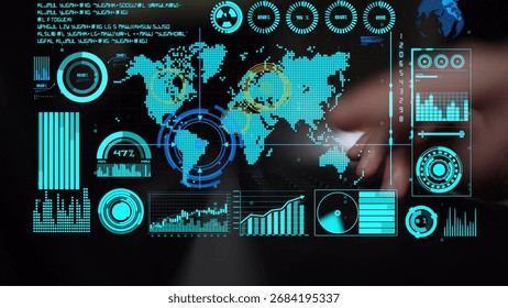 Connection network visualization showing global connection, network communication, digital connection analytic. Connect networks tool support real-time insight and improve connection system. Thunk - Powered by Shutterstock - Get 15% off with code: PIKWIZARD15