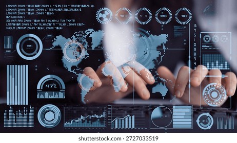 Connection network visualization showing global connection, network communication, digital connection analytic. Connect networks tool support real-time insight and improve connection system. Thunk