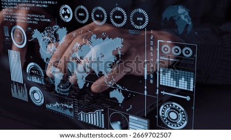 Connection network visualization showing global connection, network communication, digital connection analytic. Connect networks tool support real-time insight and improve connection system. Thunk