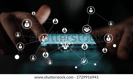 Connection and Networking Concept with Digital Touchscreen and User Icons Representing Social Engagement and Technology Interaction in Modern World Gluon.