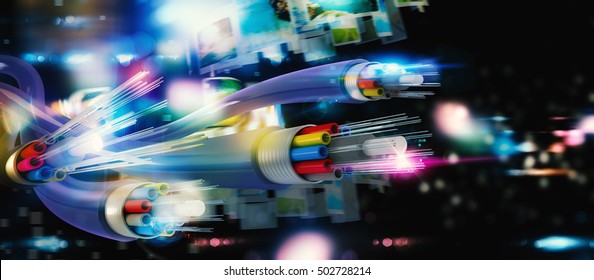 Connection with the optical fiber - Shutterstock ID 502728214