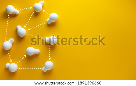 Connection of teamwork concepts with lightbulb.business communication.coppy space