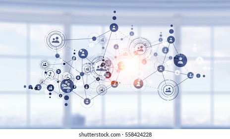 Connection technologies for business . Mixed media . Mixed media - Shutterstock ID 558424228