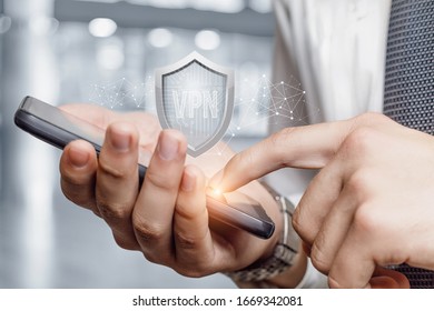 Connects to a secure virtual private network on a mobile phone.
