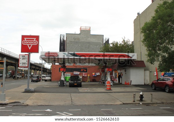 Conoco Gas, Conoco Gas station and Prices Display on\
Atlantic ave in the the Crown Heights section of Brooklyn New York\
October 8 2019
