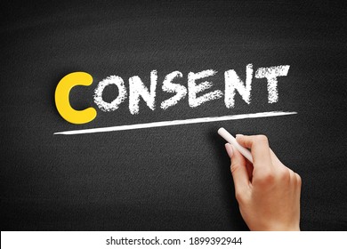 Consent - permission for something to happen or agreement to do something, text concept on blackboard - Shutterstock ID 1899392944