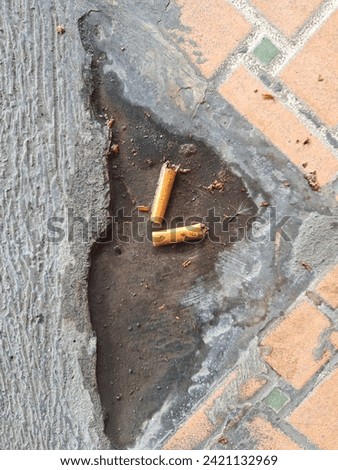 Consequences of Carelessness: A discarded cigarette butt caught in a puddle, illustrating the environmental impact of thoughtless disposal.